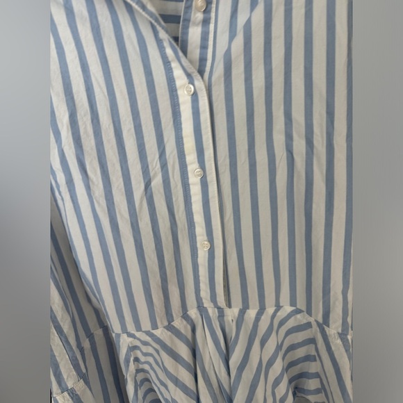 H&M mini dress long sleeve striped button down collar cotton peplum drop hem - Picture 8 of 8